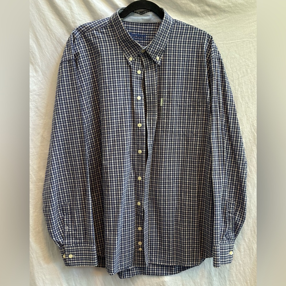 Barbour Navy and White Gingham Button-Down Shirt